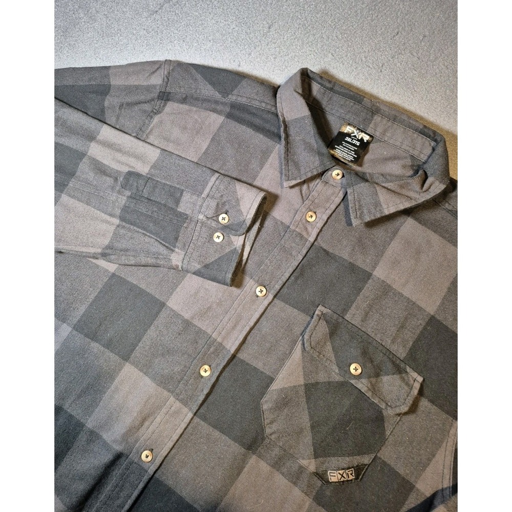 FXR Racing Timber Flannel Black And Gray Plaid Front‎ Pockets Size 3XL